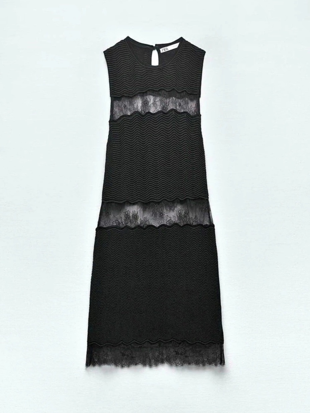 Zara Black Lace-Panel Midi Dress Black Mini Dress Size Small NWOT never worn!